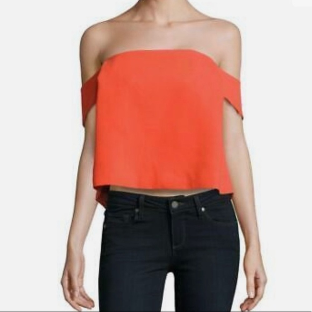 NWT C/MEO Collective Those Eyes Orange Cropped Top Sz S